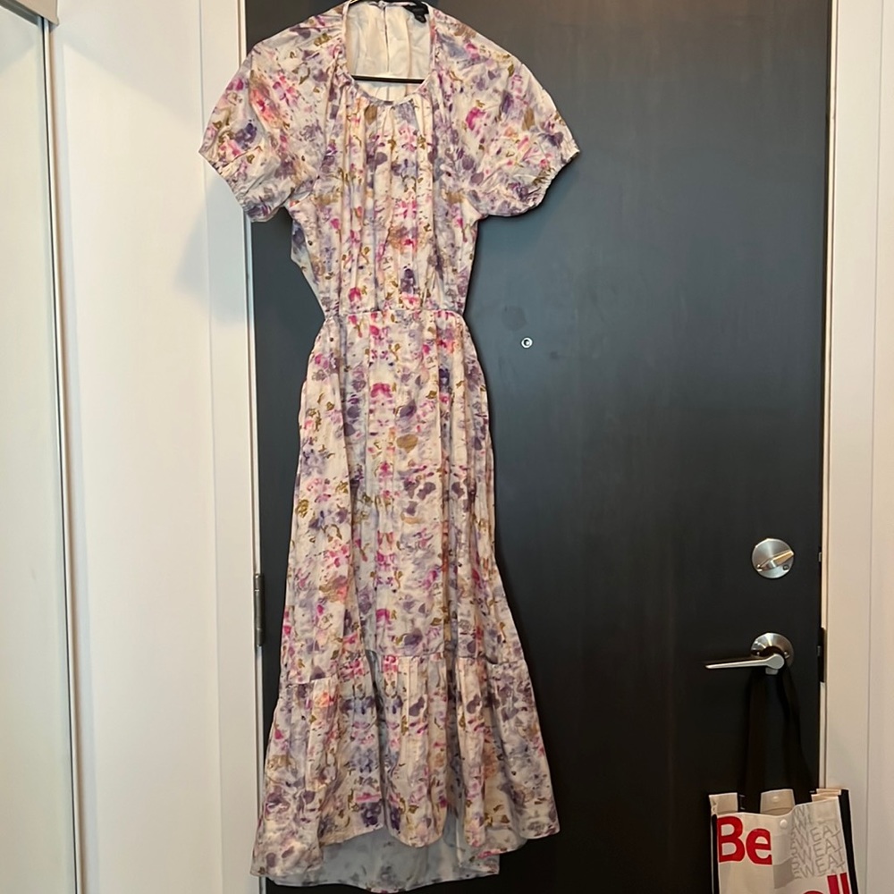 J crew flora obscura midi dress with side/back cut out - size 6